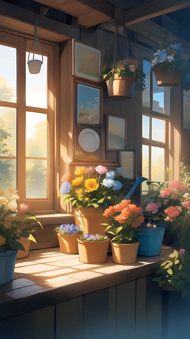 anime wallpaper flower shop — 1440×2560