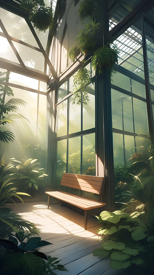 anime wallpaper glass greenhouse — 1440×2560