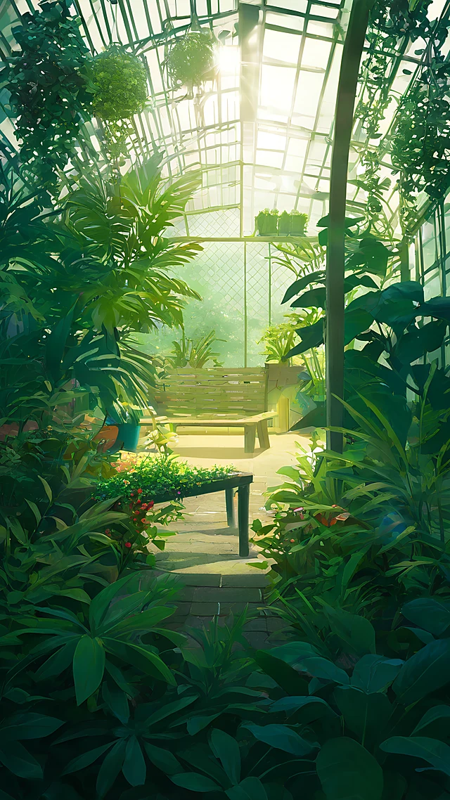 anime wallpaper glass greenhouse — 1440×2560