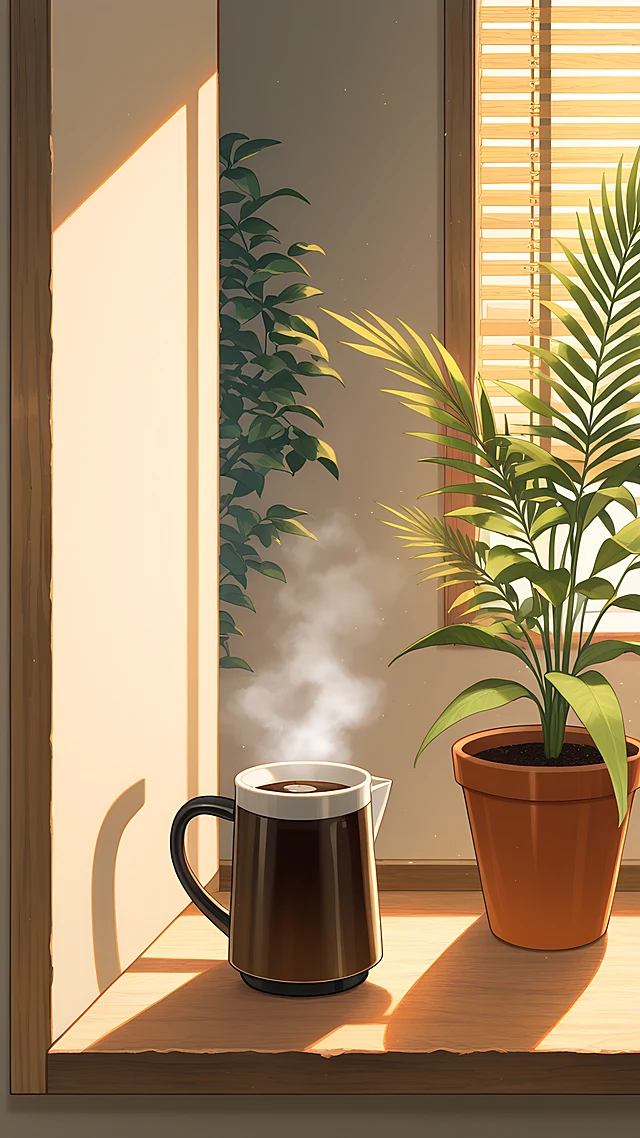 anime wallpaper sunny kitchen morning — 1440×2560