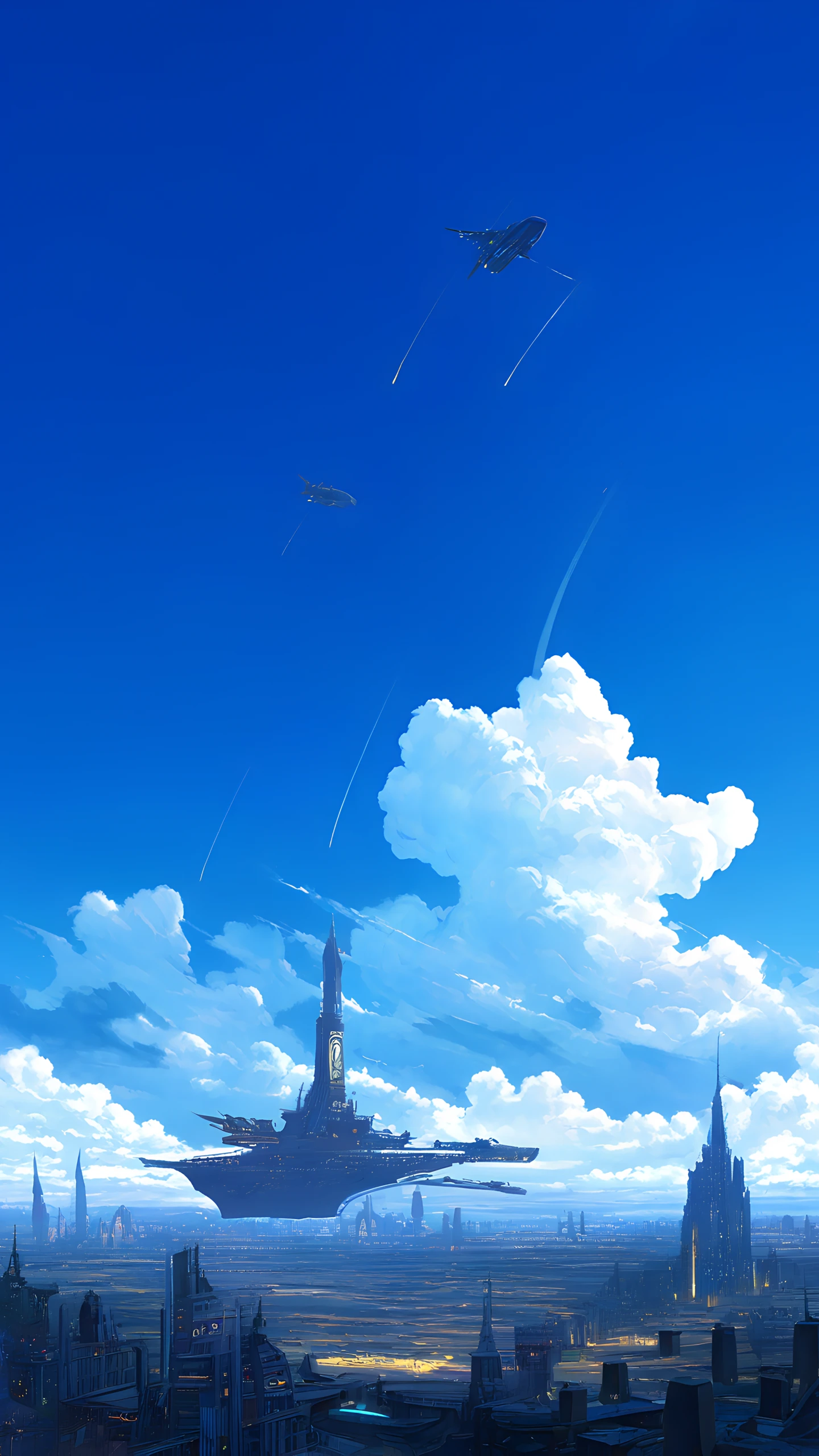 Anime Wallpaper Airship Sky City 1440×2560 anime wallpaper