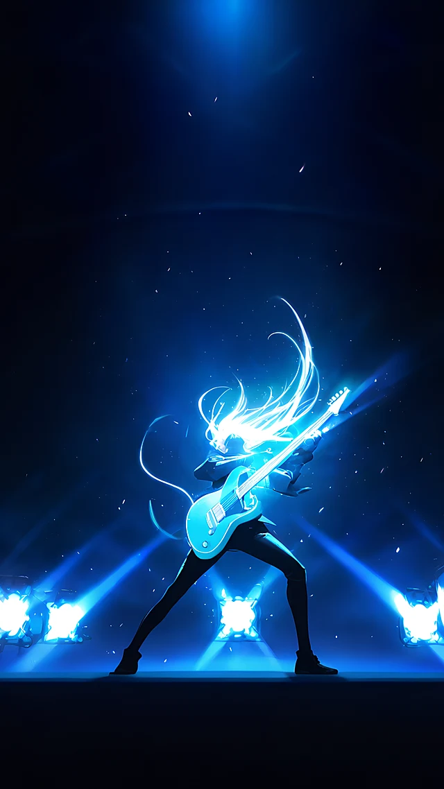 anime wallpaper electric guitar stage — 1440×2560