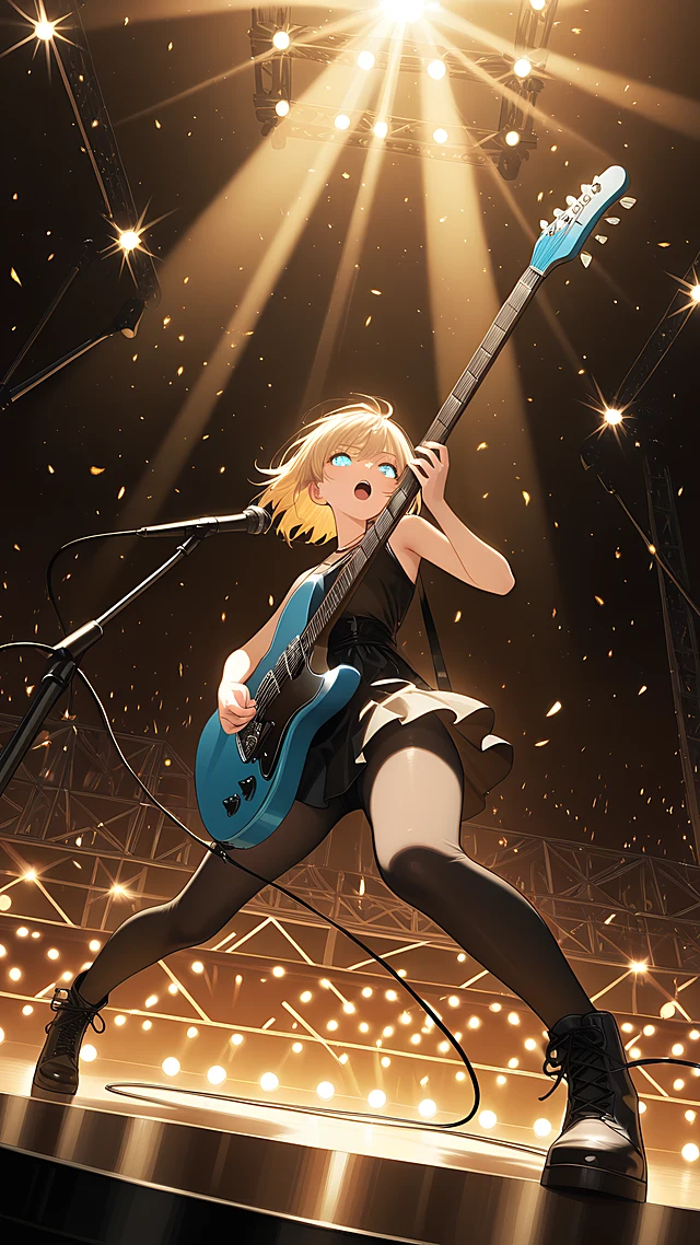 anime wallpaper electric guitar stage — 1440×2560