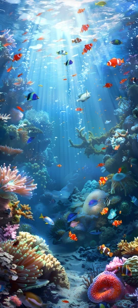 serene nature wallpaper — coral, fish, underwater, tropical fish (free 4K phone download)