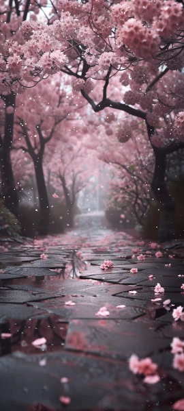 serene anime girl wallpaper — cherry blossoms, tree, scenery (free 4K phone download)
