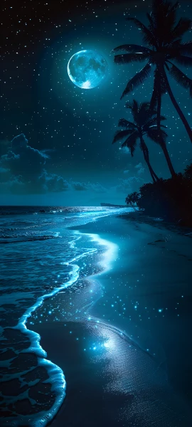 dreamy nature wallpaper — moon, night, sky, tree (free 4K phone download)