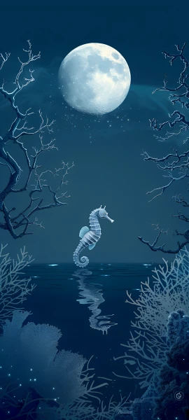 spooky nature wallpaper — moon, night, reflection, sky (free 4K phone download)