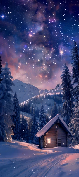 cozy nature wallpaper — snow, sky, star (sky), scenery (free 4K phone download)