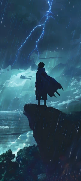 epic anime boy wallpaper — rain, cloud, male focus (free 4K phone download)