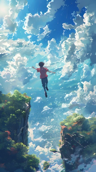 dreamy anime boy wallpaper — cloud, sky, scenery (free 4K phone download)