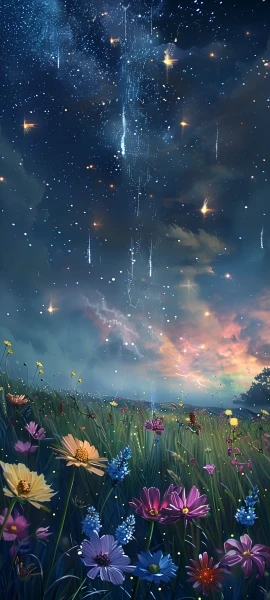 dreamy nature wallpaper — flower, scenery, sky, star (sky) (free 4K phone download)
