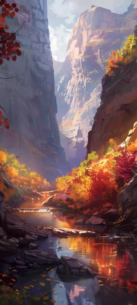 painterly nature wallpaper — scenery, sky, tree, mountain (free 4K phone download)