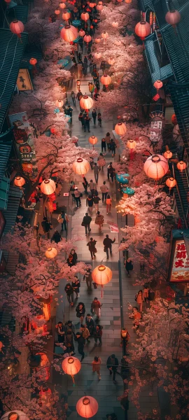 dreamy nature wallpaper — paper lantern, lantern, cherry blossoms, tree (free 4K phone download)