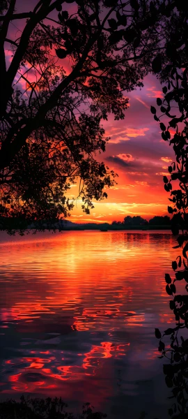 serene nature wallpaper — scenery, sunset, sky, tree (free 4K phone download)