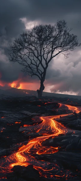 epic nature wallpaper — fire, tree, scenery, sky (free 4K phone download)