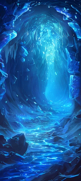 magical nature wallpaper — blue theme, scenery, cave, rock (free 4K phone download)