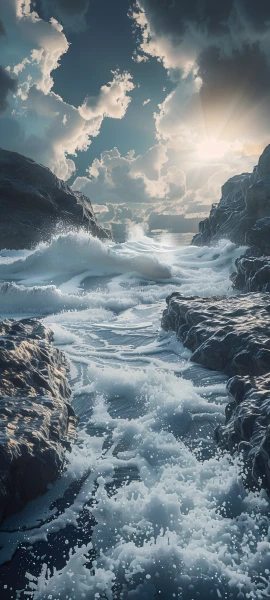 serene nature wallpaper — scenery, cloud, sky, waves (free 4K phone download)