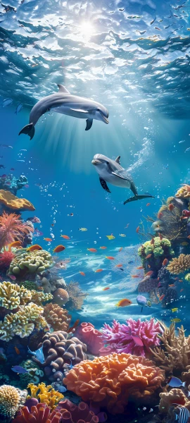 epic nature wallpaper — coral, underwater, fish, bubble (free 4K phone download)