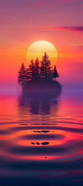 serene nature wallpaper — scenery, tree, reflection, sunset (free 4K phone download)