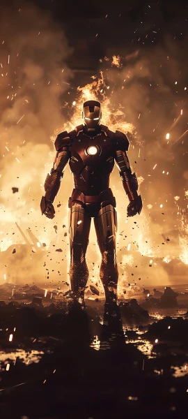 epic anime boy wallpaper — robot, explosion, fire, science fiction (free 4K phone download)
