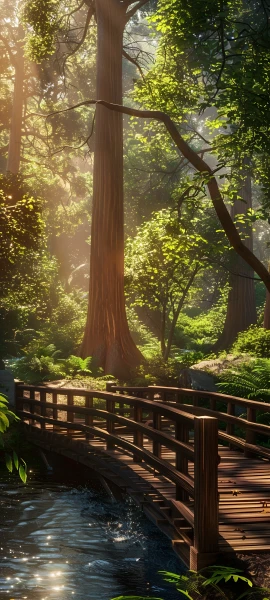 serene nature wallpaper — scenery, tree, nature, bridge (free 4K phone download)