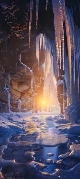 magical nature wallpaper — scenery, water, snow, sunlight (free 4K phone download)