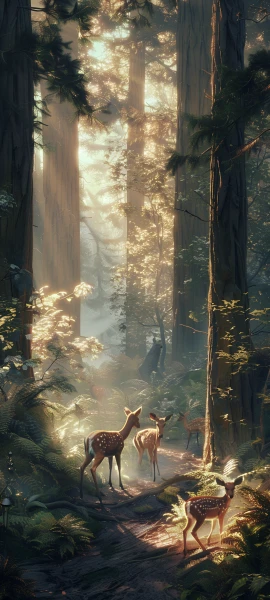 magical nature wallpaper — nature, forest, tree, deer (free 4K phone download)