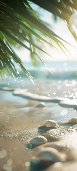 serene nature wallpaper — beach, shell, ocean, sand (free 4K phone download)