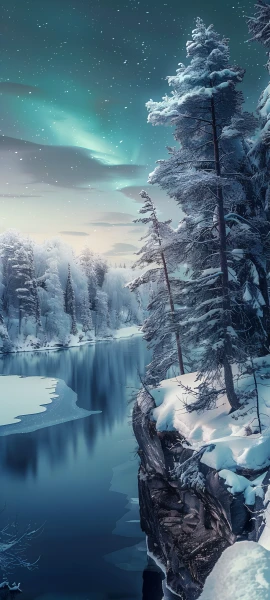 magical nature wallpaper — snow, scenery, sky, tree (free 4K phone download)
