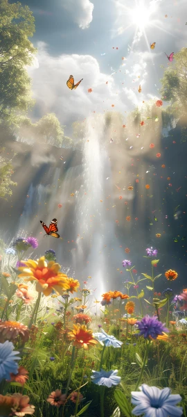serene anime boy wallpaper — flower, bug, butterfly, scenery (free 4K phone download)