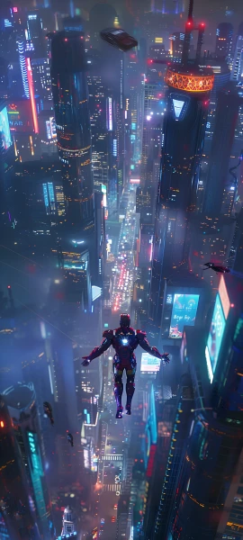 futuristic anime boy wallpaper — city, night, male focus, cityscape (free 4K phone download)