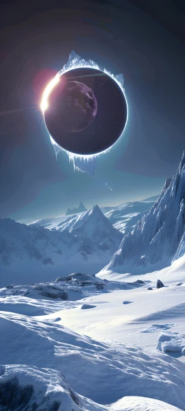 futuristic nature wallpaper — scenery, mountain, snow, sky (free 4K phone download)