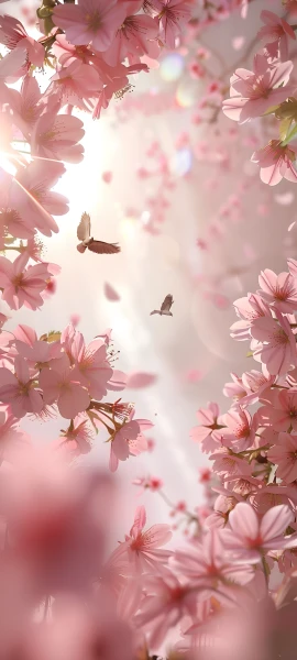 dreamy nature wallpaper — flower, cherry blossoms, pink flower, bug (free 4K phone download)