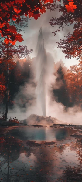 serene nature wallpaper — fog, tree, scenery, autumn leaves (free 4K phone download)