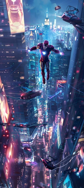 futuristic anime boy wallpaper — superhero, city, male focus (free 4K phone download)