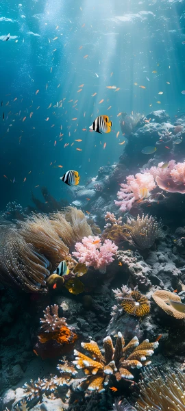serene nature wallpaper — fish, underwater, coral, clownfish (free 4K phone download)