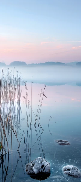 serene nature wallpaper — scenery, sky, water, rock (free 4K phone download)