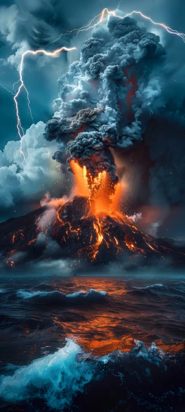 epic nature wallpaper — lightning, waves, storm, fire (free 4K phone download)