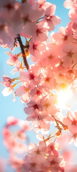 serene nature wallpaper — cherry blossoms, sky, blue sky, flower (free 4K phone download)