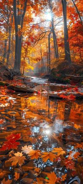 painterly nature wallpaper — autumn leaves, tree, scenery, nature (free 4K phone download)