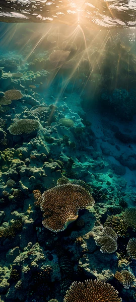 serene nature wallpaper — sunlight, scenery, light rays, fish (free 4K phone download)