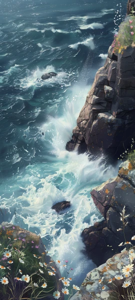 serene nature wallpaper — rock, flower, water, scenery (free 4K phone download)