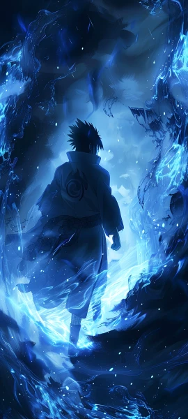cool anime boy wallpaper — male focus, blue theme, black hair (free 4K phone download)
