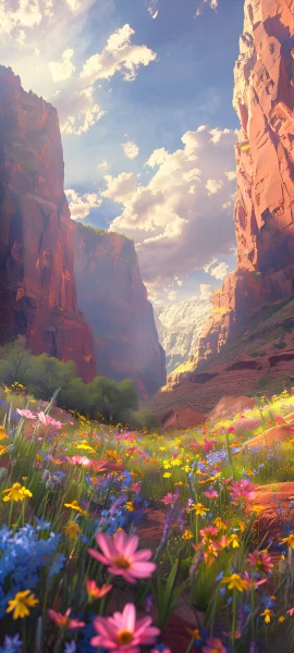 dreamy nature wallpaper — scenery, flower, cloud, sky (free 4K phone download)