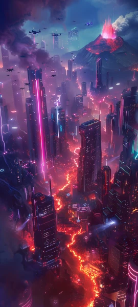 futuristic nature wallpaper — aircraft, city, scenery, science fiction (free 4K phone download)
