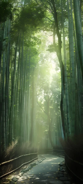 serene nature wallpaper — forest, nature, bamboo, bamboo forest (free 4K phone download)