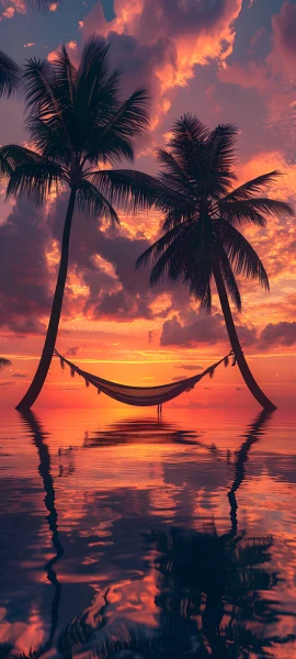serene nature wallpaper — palm tree, tree, cloud, sky (free 4K phone download)