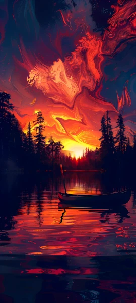 epic nature wallpaper — boat, watercraft, tree, water (free 4K phone download)