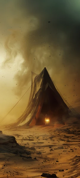 mysterious nature wallpaper — desert, scenery, sand, lantern (free 4K phone download)