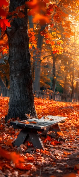 cozy anime girl wallpaper — autumn leaves, tree, scenery, autumn (free 4K phone download)